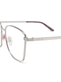 Gucci Eyewear 002 METALLIC Lunettes De Vue à Monture Oversize Femme -Gucci Eyewear Soldes 2022 15958670 29665838 600