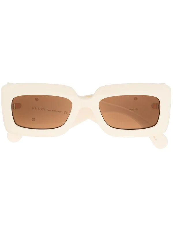 Gucci Eyewear Lunettes De Soleil à Monture Carrée Oversize 002 BEIGE 1 Gucci Eyewear Lunettes De Soleil à Monture Carrée Oversize 002 BEIGE