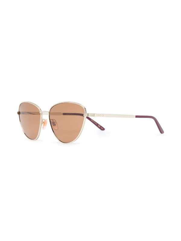 Gucci Eyewear Lunettes De Soleil à Monture Ovale 002 GOLD GOLD BROWN 2 Gucci Eyewear Lunettes De Soleil à Monture Ovale 002 GOLD GOLD BROWN – Image 2