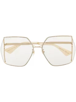 Gucci Eyewear Lunettes De Soleil à Monture Oversize 005 GOLD GOLD YELLOW