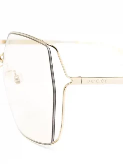 Gucci Eyewear Lunettes De Soleil à Monture Oversize 005 GOLD GOLD YELLOW -Gucci Eyewear Soldes 2022 15964148 29718427 600