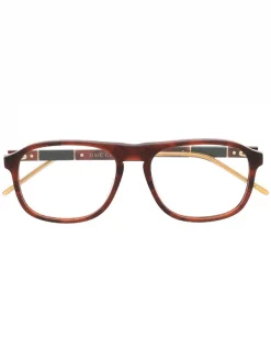 Gucci Eyewear 002 HAVANA HAVANA TRANSPARENT Lunettes De Vue Ă Monture Ronde Homme
