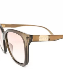 Gucci Eyewear 002 BROWN ORANGE Lunettes De Soleil à Monture Ronde Femme -Gucci Eyewear Soldes 2022 15976197 29780810 600