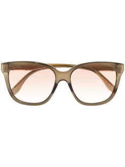 Gucci Eyewear 002 BROWN ORANGE Lunettes De Soleil à Monture Ronde Femme
