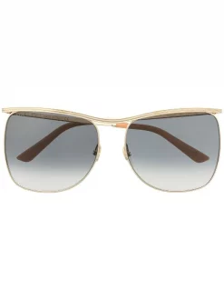 Gucci Eyewear 001 GOLD GOLD GREY Lunettes De Soleil 0820S à Monture Carrée Femme