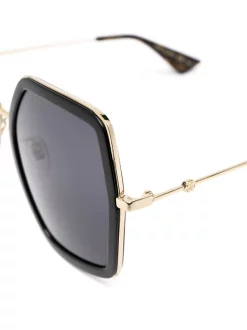Gucci Eyewear 001 BLACK GOLD GREY Lunettes De Soleil à Monture Oversize Femme -Gucci Eyewear Soldes 2022 16027644 29902871 600
