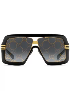Gucci Eyewear 1012 BLACK Lunettes De Soleil à Monture Oversize Homme