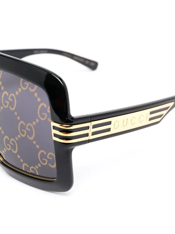 Gucci Eyewear Lunettes De Soleil Oversize à Monture Carrée 001 BLACK/ GOLD 3 Gucci Eyewear Lunettes De Soleil Oversize à Monture Carrée 001 BLACK/ GOLD – Image 3