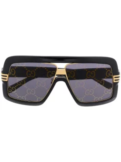 Gucci Eyewear Lunettes De Soleil Oversize à Monture Carrée 001 BLACK/ GOLD