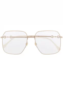 Gucci Eyewear 001 GOLD Lunettes De Vue Oversize à Monture Carrée Homme