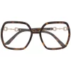 Gucci Eyewear 002 BROWN Lunettes De Vue Horsebit à Monture Oversize Femme