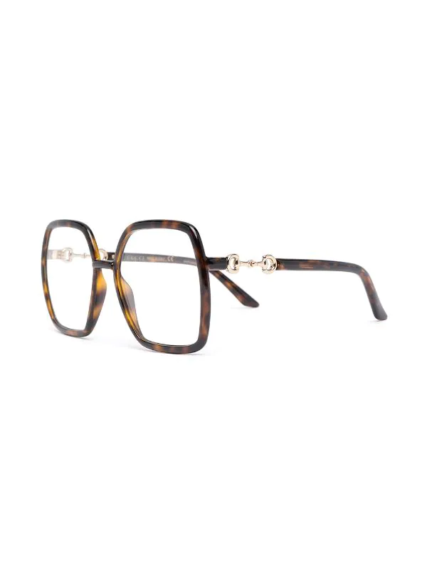 Gucci Eyewear 002 BROWN Lunettes De Vue Horsebit à Monture Oversize Femme 2 Gucci Eyewear 002 BROWN Lunettes De Vue Horsebit à Monture Oversize Femme – Image 2