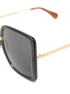 Gucci Eyewear Lunettes De Soleil à Monture Carrée 001 GREY GOLD -Gucci Eyewear Soldes 2022 16330065 31354675 600
