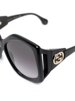 Gucci Eyewear Lunettes De Soleil à Monture Géométrique Oversize 001 BLACK -Gucci Eyewear Soldes 2022 16330071 31350451 600