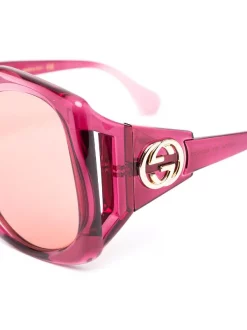 Gucci Eyewear 003 PINK Lunettes De Soleil à Monture Oversize Femme -Gucci Eyewear Soldes 2022 16330073 31305790 600