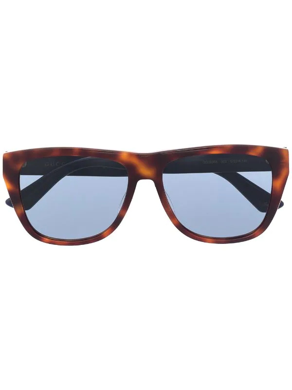 Gucci Eyewear Lunettes De Soleil à Effet écaille De Tortue 002 HAVANA BLUE 1 Gucci Eyewear Lunettes De Soleil à Effet écaille De Tortue 002 HAVANA BLUE