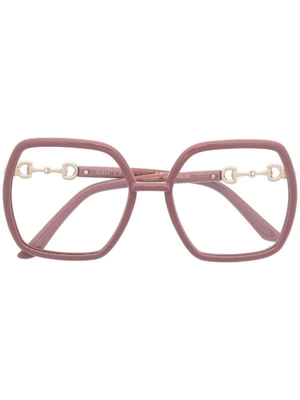 Gucci Eyewear Lunettes De Vue Horsebit à Monture Carrée 003 PINK 1 Gucci Eyewear Lunettes De Vue Horsebit à Monture Carrée 003 PINK