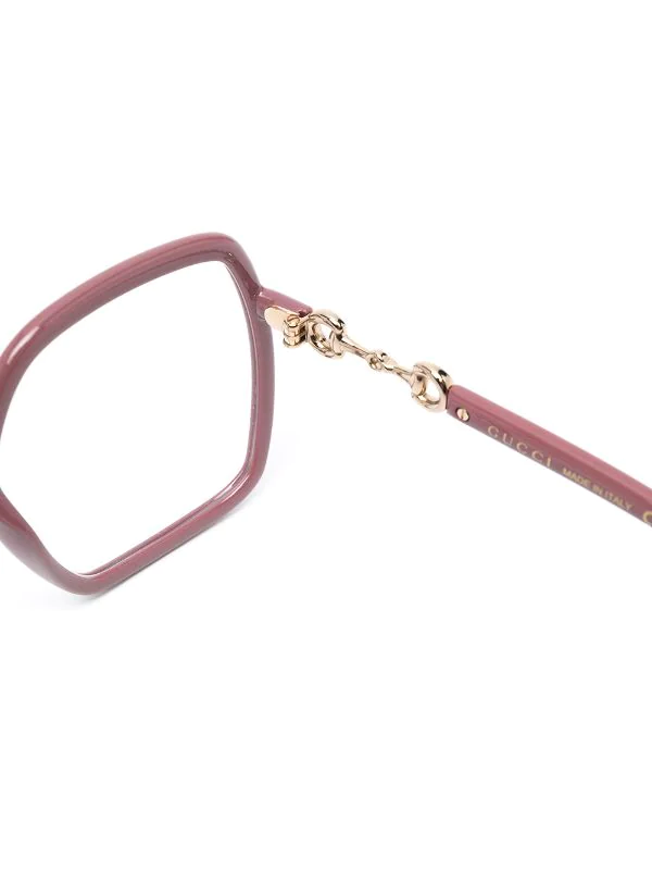 Gucci Eyewear Lunettes De Vue Horsebit à Monture Carrée 003 PINK 3 Gucci Eyewear Lunettes De Vue Horsebit à Monture Carrée 003 PINK – Image 3