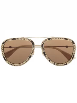 Gucci Eyewear Lunettes De Soleil à Effet Peau De Serpent Homme