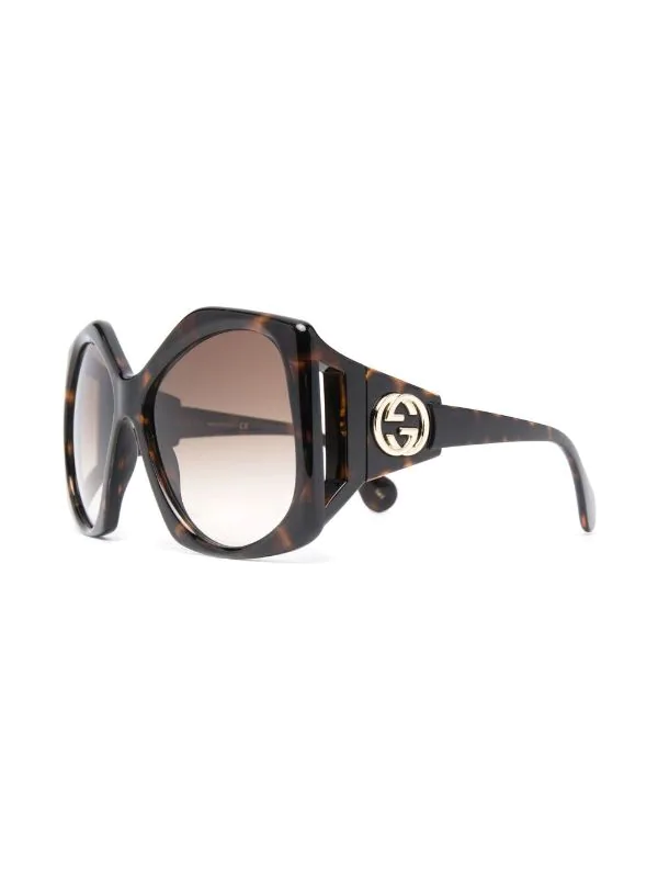 Gucci Eyewear Lunettes De Soleil à Monture Oversize 2323 Havana Brown 2 Gucci Eyewear Lunettes De Soleil à Monture Oversize 2323 Havana Brown – Image 2