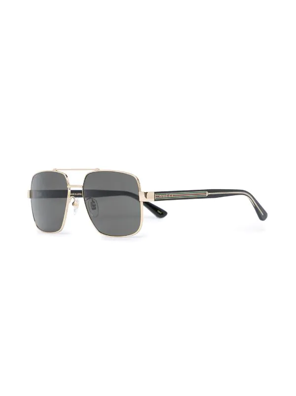 Gucci Eyewear GOLD-CRYSTAL-GREY Lunettes De Soleil Tintées à Monture Aviateur Homme 2 Gucci Eyewear GOLD-CRYSTAL-GREY Lunettes De Soleil Tintées à Monture Aviateur Homme – Image 2