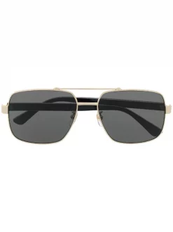 Gucci Eyewear GOLD-CRYSTAL-GREY Lunettes De Soleil Tintées à Monture Aviateur Homme