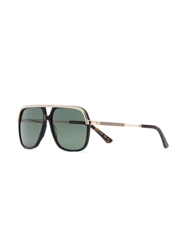 Gucci Eyewear Lunettes De Soleil à Détail Web 001 BLACK-GOLD-GREEN 2 Gucci Eyewear Lunettes De Soleil à Détail Web 001 BLACK-GOLD-GREEN – Image 2