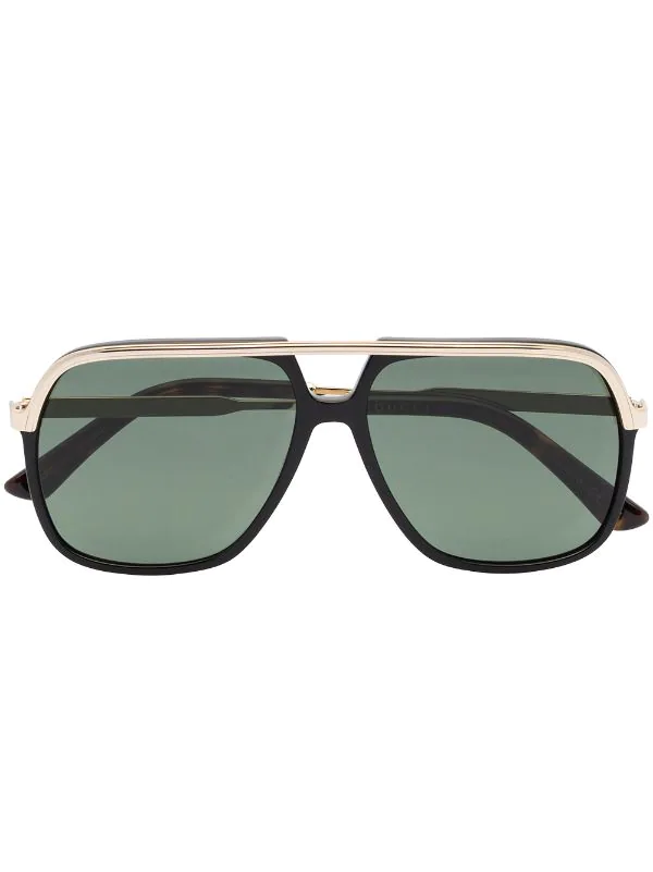 Gucci Eyewear Lunettes De Soleil à Détail Web 001 BLACK-GOLD-GREEN 1 Gucci Eyewear Lunettes De Soleil à Détail Web 001 BLACK-GOLD-GREEN