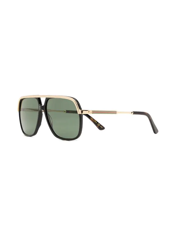 Gucci Eyewear Lunettes De Soleil à Monture Aviateur BLACK-GOLD-GREEN 2 Gucci Eyewear Lunettes De Soleil à Monture Aviateur BLACK-GOLD-GREEN – Image 2