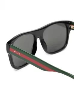 Gucci Eyewear Lunettes De Soleil à Rayures BLACK-MULTICOLOR-GRE -Gucci Eyewear Soldes 2022 16696410 38791834 600
