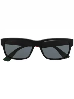 Gucci Eyewear Lunettes De Soleil Sylvie à Détails Web BLACK-MULTICOLOR-GRE