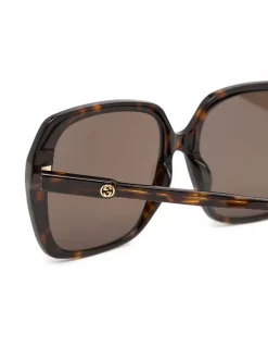 Gucci Eyewear Lunettes De Soleil à Monture Carrée Oversize Havana Brown -Gucci Eyewear Soldes 2022 16696423 34134114 600