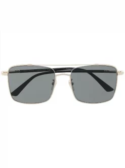 Gucci Eyewear GOLD BLACK GREY Lunettes De Soleil à Monture Carrée Femme