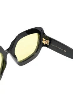 Gucci Eyewear 003 BLACK Lunettes De Soleil à Monture Ronde Oversize Femme -Gucci Eyewear Soldes 2022 16735216 32939972 600