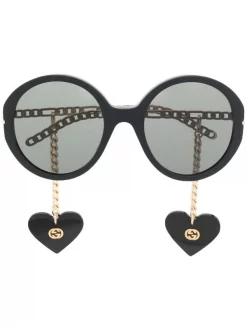 Gucci Eyewear Lunettes De Soleil à Monture Ronde 5 BLACK GOLD