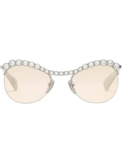 Gucci Eyewear 8174 SILVER Lunettes De Soleil à Monture Ronde Femme
