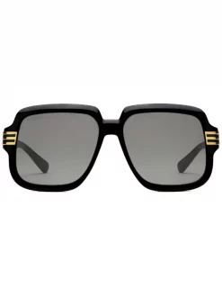 Gucci Eyewear 1012 Nero Lunettes De Soleil à Logo Imprimé Homme
