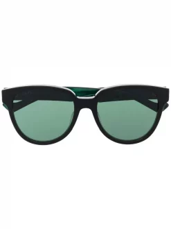 ( Nouvelle Collection ) Gucci Eyewear Lunettes De Soleil à Monture Ovale 001 BLACK/GREEN
