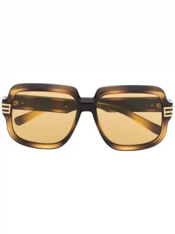Gucci Eyewear 002 HAVANA Lunettes De Soleil à Monture Oversize Femme
