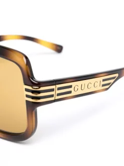 Gucci Eyewear 002 HAVANA Lunettes De Soleil à Monture Oversize Femme -Gucci Eyewear Soldes 2022 16827681 33391243 600