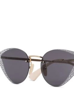 ( Nouvelle Collection ) Gucci Eyewear Lunettes De Soleil à Monture Papillon GOLD-GOLD-GREY -Gucci Eyewear Soldes 2022 16843735 35776903 600