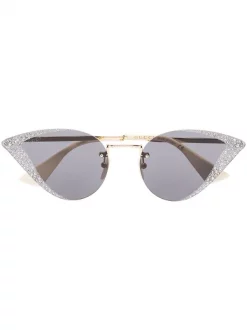 ( Nouvelle Collection ) Gucci Eyewear Lunettes De Soleil Ă Monture Papillon GOLD-GOLD-GREY