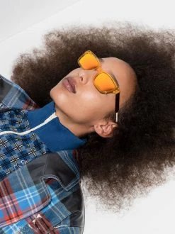 Gucci Eyewear Lunettes De Soleil à Monture Rectangulaire ORANGE-ORANGE-ORANGE -Gucci Eyewear Soldes 2022 16843737 35289265 600