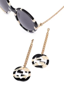 Gucci Eyewear Lunettes De Soleil Jackie à Monture Ronde BLACK-GOLD-GREY -Gucci Eyewear Soldes 2022 16843738 35594663 600