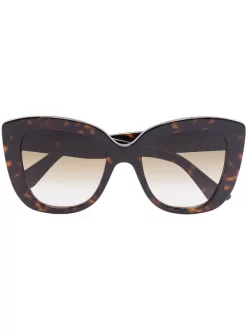 Gucci Eyewear HAVANA-HAVANA-BROWN Lunettes De Soleil à Effet écaille De Tortue Femme