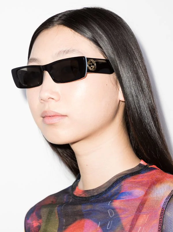 ( Nouvelle Collection ) Gucci Eyewear Lunettes De Soleil à Monture Rectangulaire Black-black-grey 2 ( Nouvelle Collection ) Gucci Eyewear Lunettes De Soleil à Monture Rectangulaire Black-black-grey – Image 2