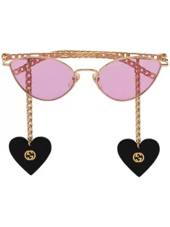 Gucci Eyewear Lunettes De Soleil GG à Monture Papillon GOLD-GOLD-PINK