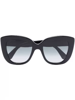 Gucci Eyewear Black-black-grey Lunettes De Soleil à Monture Oversize Femme