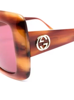 Gucci Eyewear 2354 BROWN Lunettes De Soleil à Logo GG Femme -Gucci Eyewear Soldes 2022 16873291 33550199 600