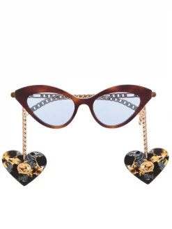 Gucci Eyewear Lunettes De Soleil à Monture Papillon 2348 HAVANA/ GOLD/ BLUE